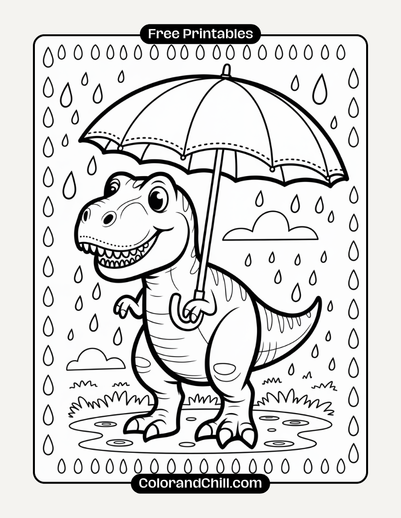 1.Dinosaur-Relaxing-on-a-Pool-Float-Coloring-Page-3