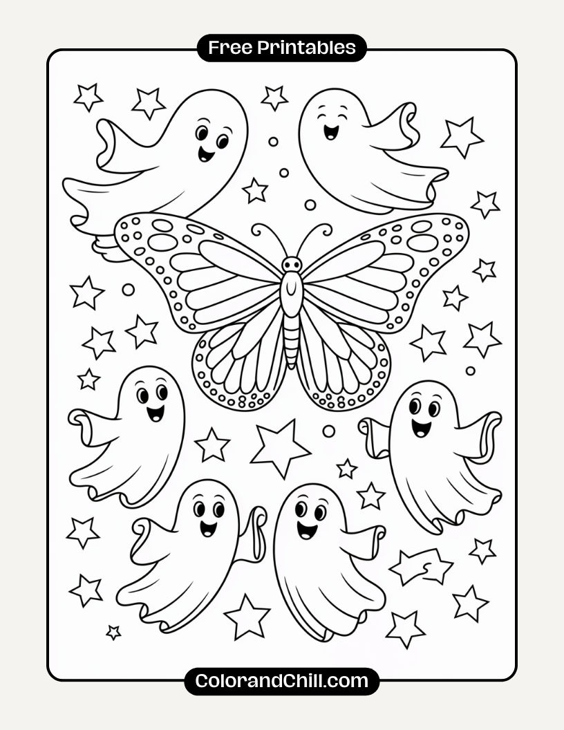 10.Butterfly-Flying-Over-a-Graveyard-Fence-Coloring-Page-4