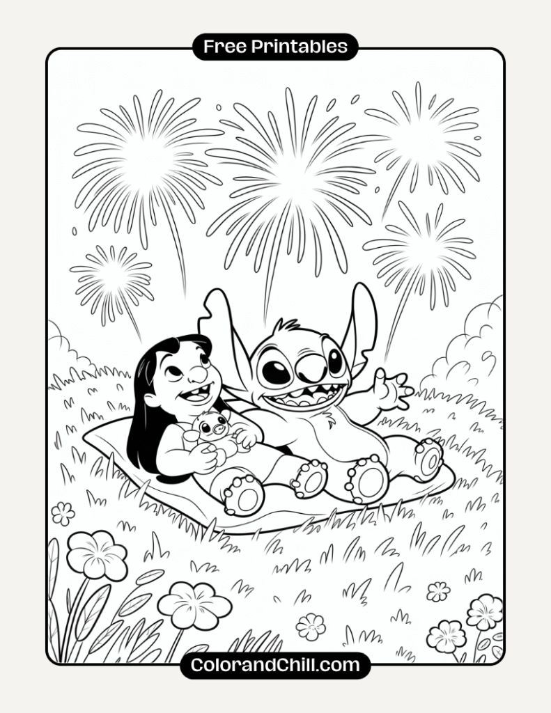 Lilo And Stitch Summer Coloring Pages