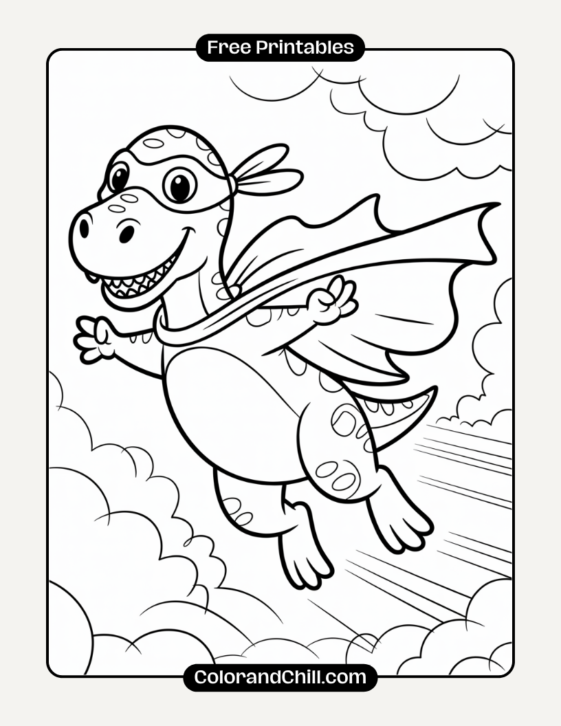 17.Dinosaur-Dressed-as-a-Superhero-Coloring-Page-1
