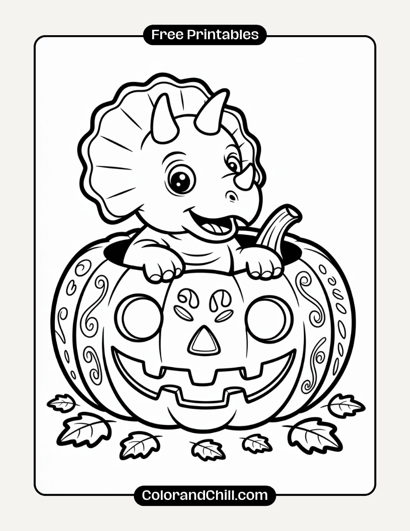 2.Baby-Dinosaur-Popping-Out-of-a-Jack-o-Lantern-Coloring-Page