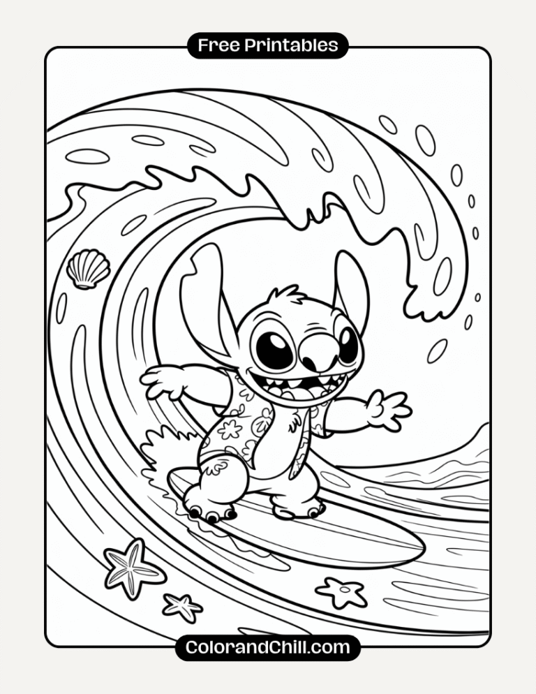 Lilo and Stitch Summer Coloring Pages - Free PDF Printables