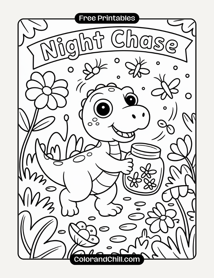 2.Spiky-Dinosaur-Exploring-a-Flower-Field-Coloring-Page-2