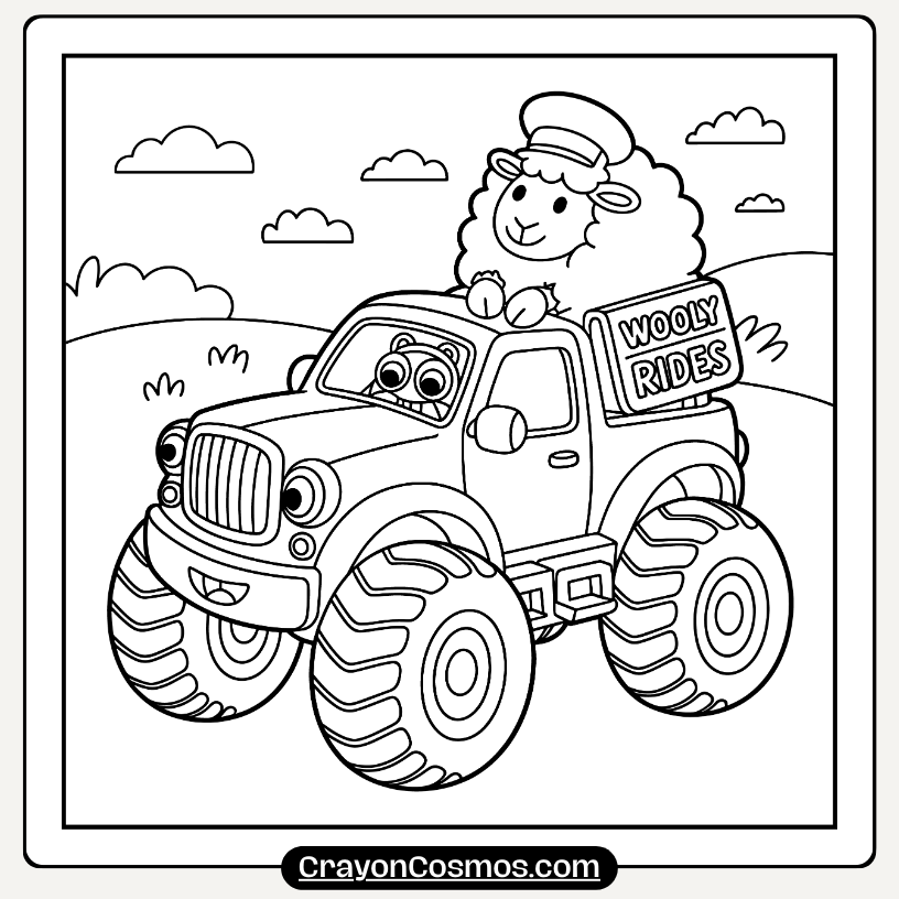 6.Sheep-Riding-a-Monster-Truck-Cute-Animal-Coloring-Page-5