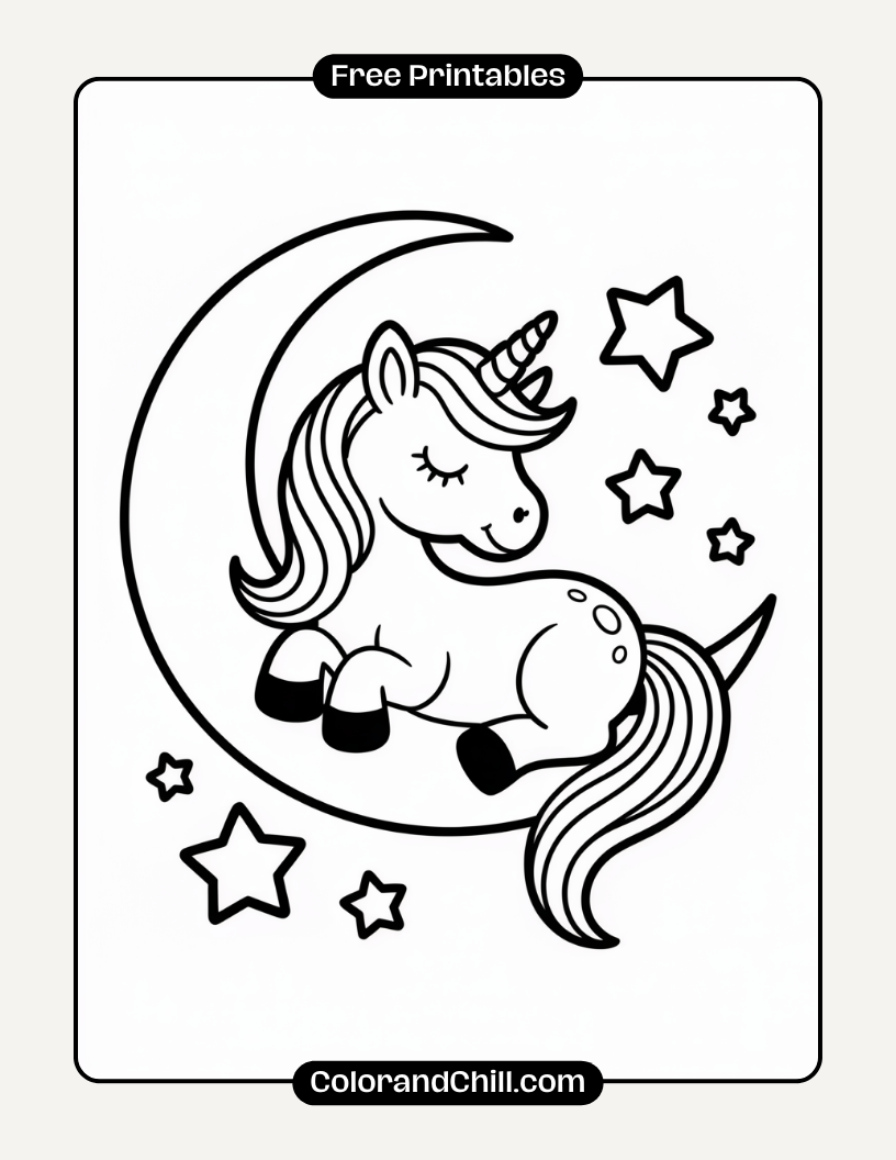 6.Unicorn-Sleeping-on-a-Crescent-Moon-Coloring-Page
