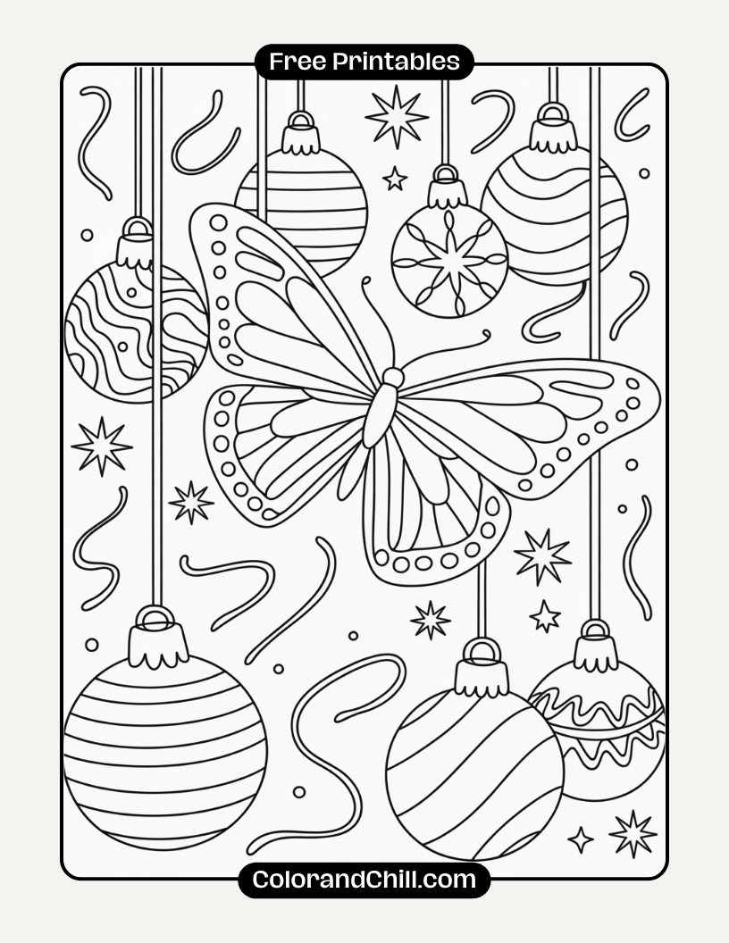 7.Butterfly-and-a-Snowman-Holding-Mittens-Coloring-Page-1