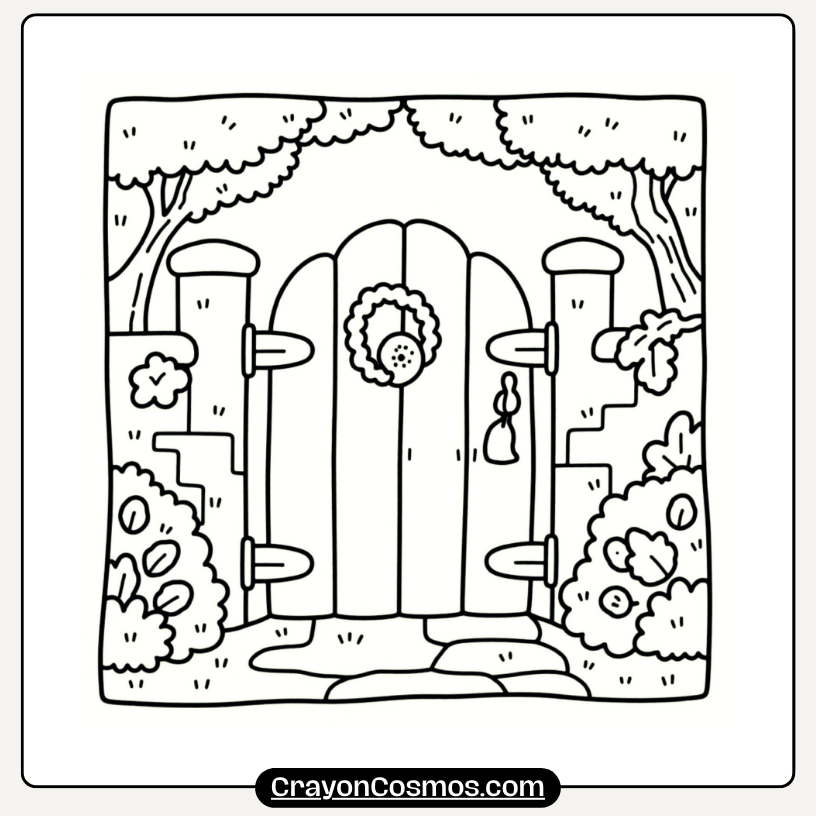 7.Garden-Door-Cute-Cozy-Coloring-Page-1