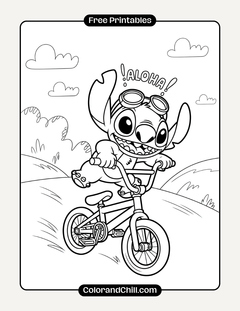 9.Stitch-Jumping-on-a-Trampoline-Coloring-Page-1