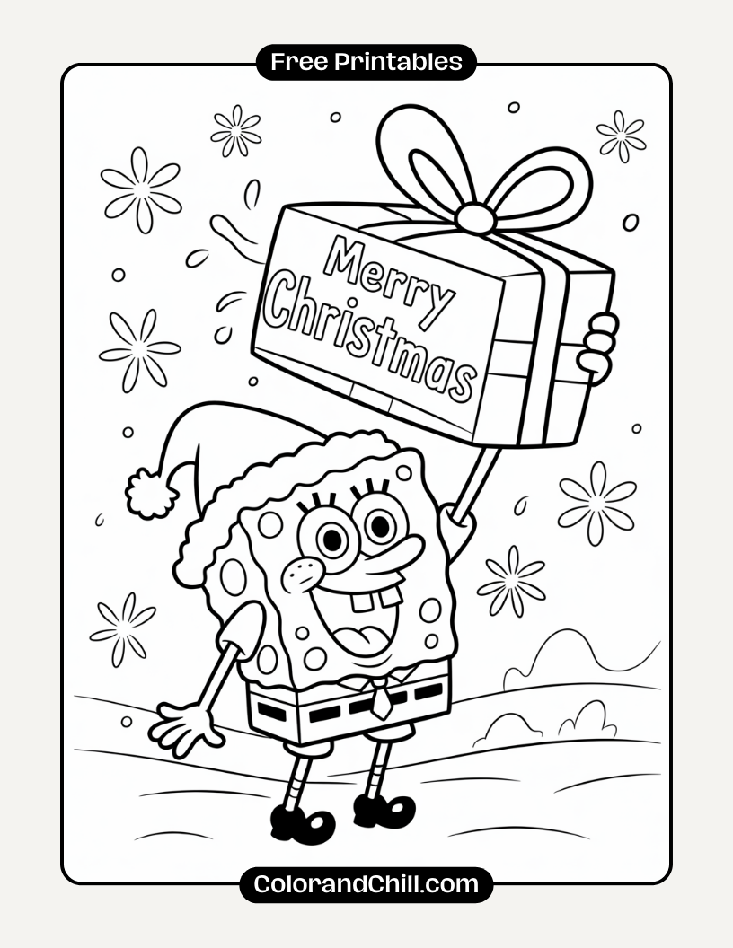 Free Spongebob Christmas Coloring Pages for Kids to Print