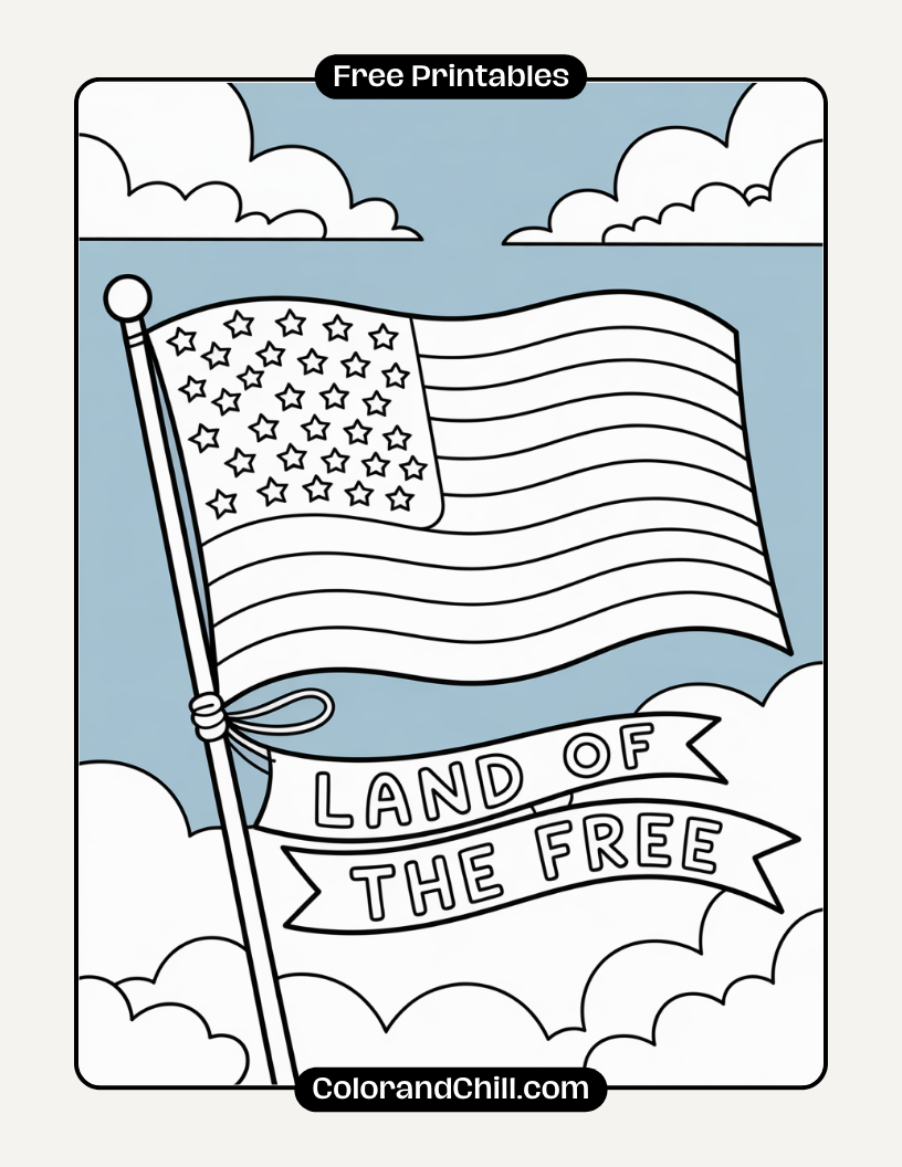 Free Printable American Flag Coloring Pages for Kids