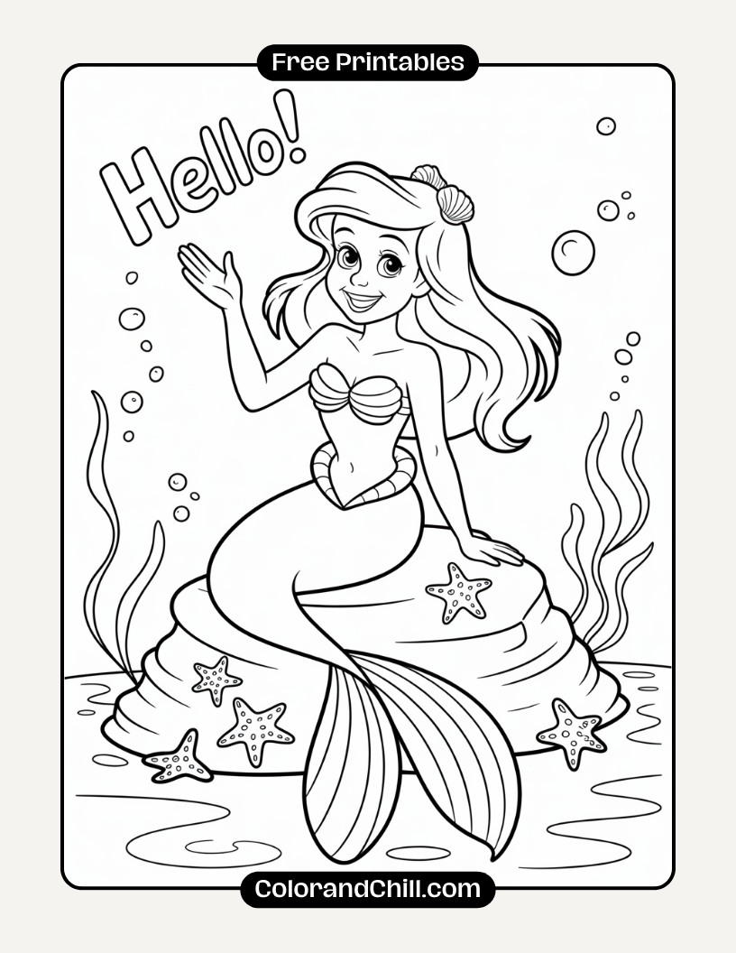 Free Printable Ariel Coloring Pages for Kids & Adults