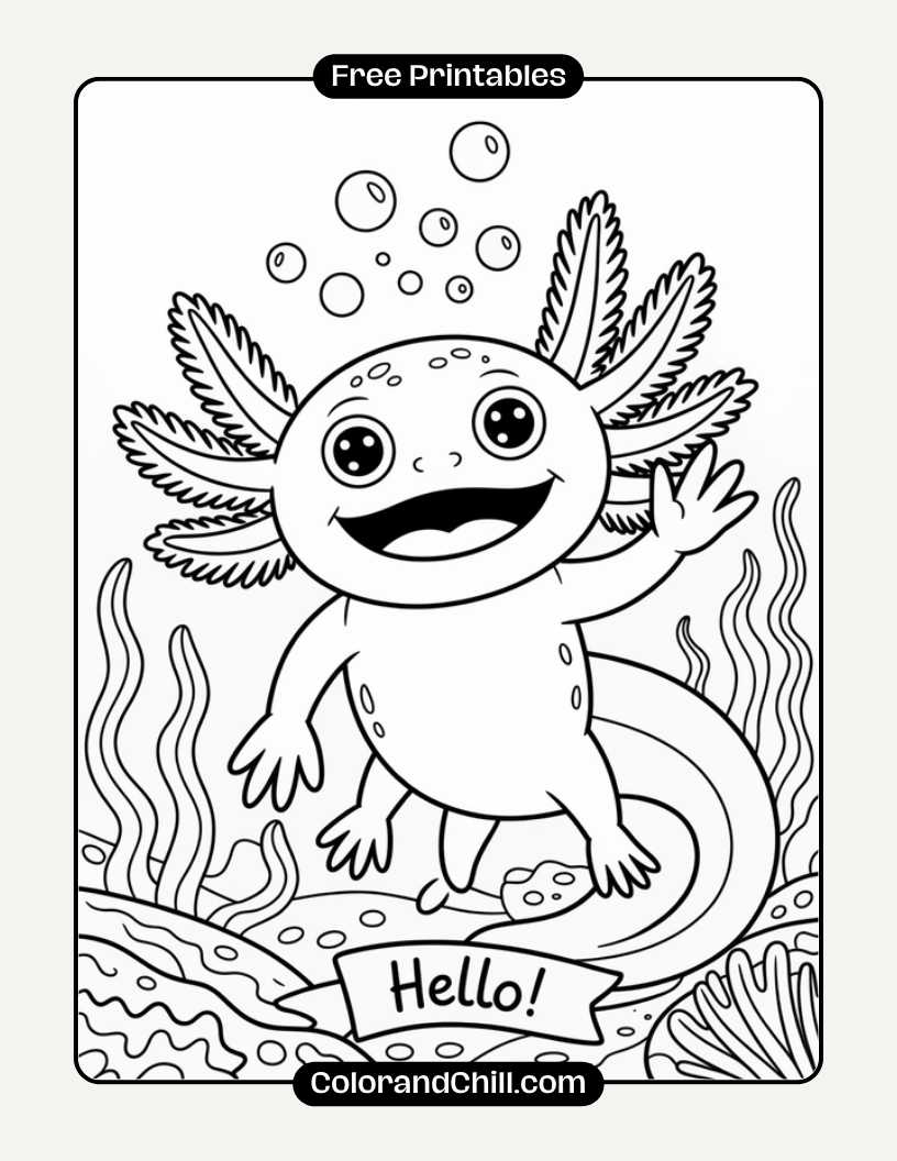 Free Printable Axolotl Coloring Pages for Kids & Adults