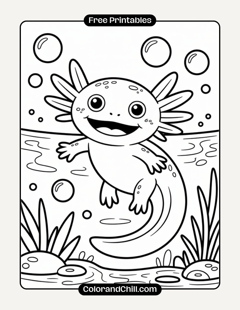 Free Printable Axolotl Coloring Pages for Kids & Adults