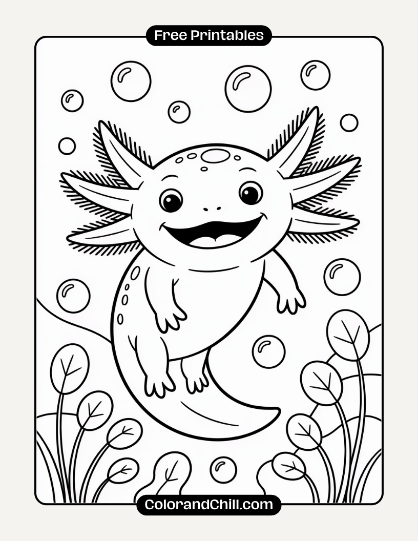 Free Printable Axolotl Coloring Pages for Kids & Adults