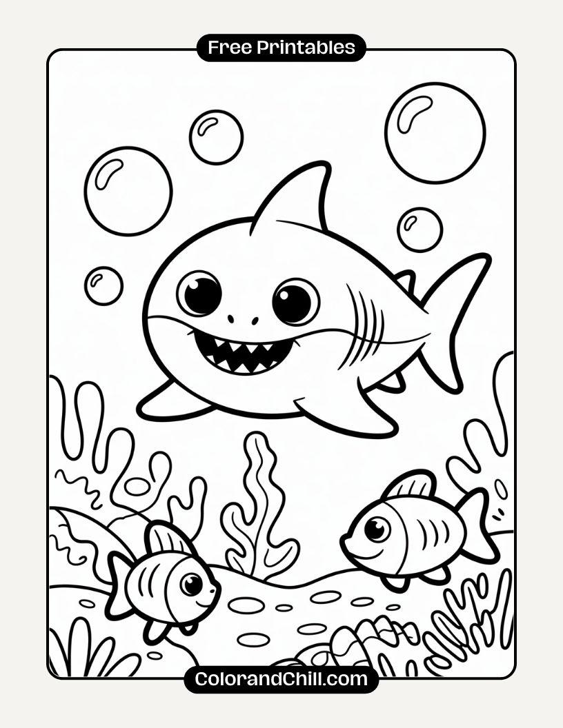 Free Printable Baby Shark Coloring Pages for Kids