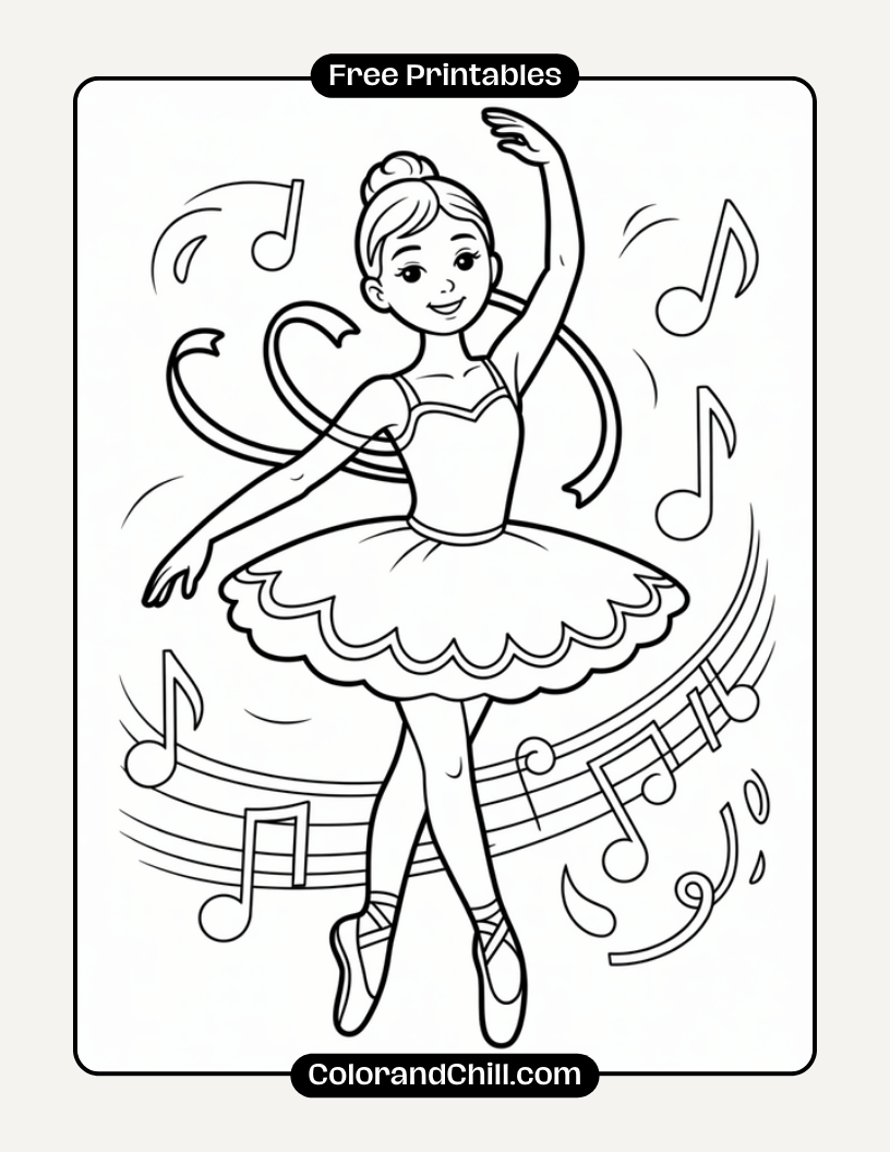 Ballet Dancer Coloring Page Beautiful Ballerina Art for Kids