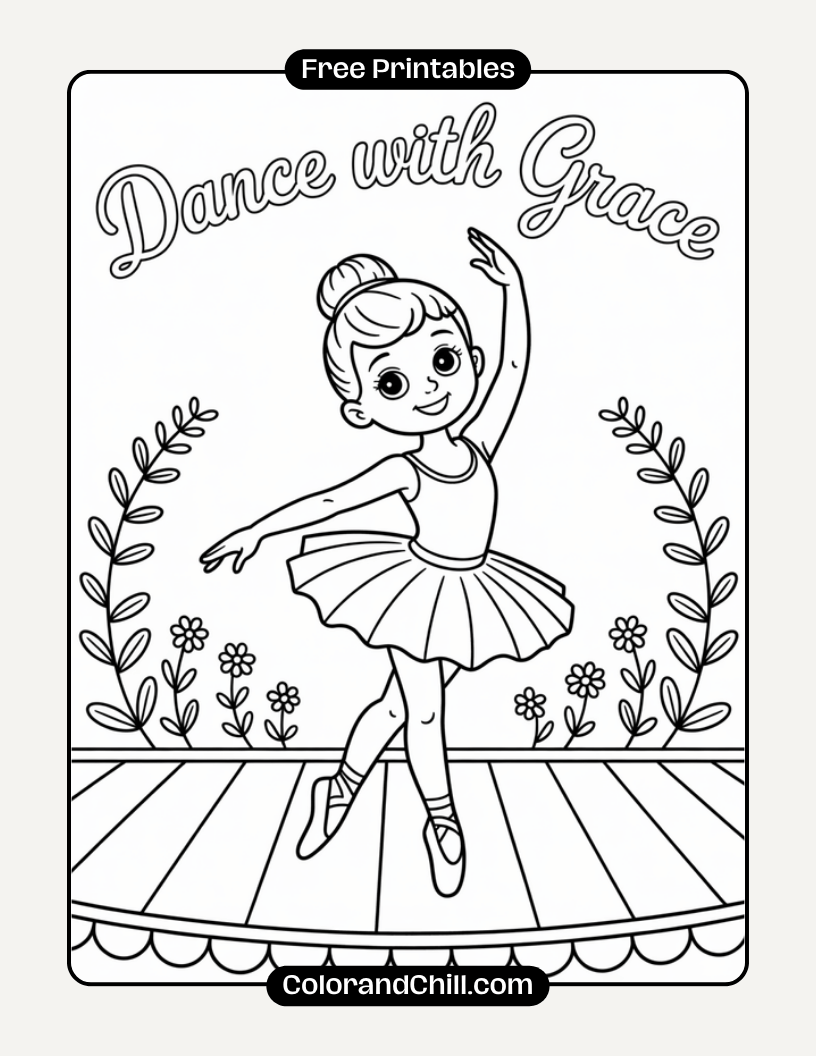 Graceful Ballet Dancer Coloring Page for Kids & Adults
