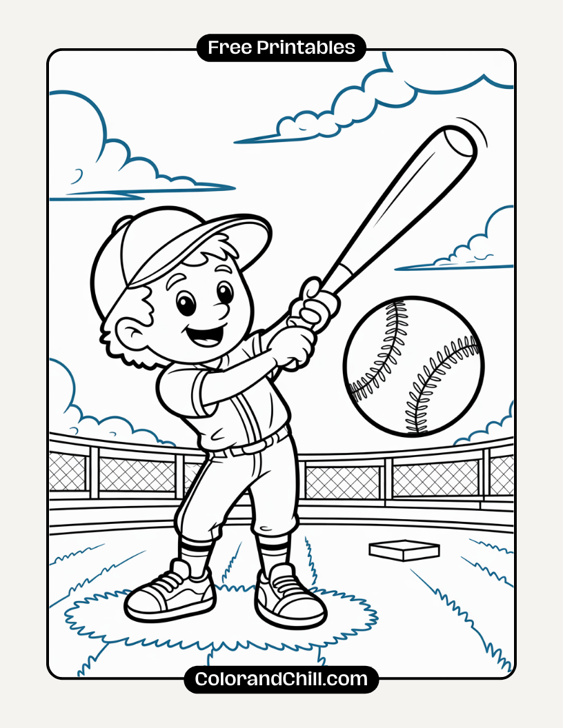 Free Printable Baseball Coloring Pages For Kids & Adults
