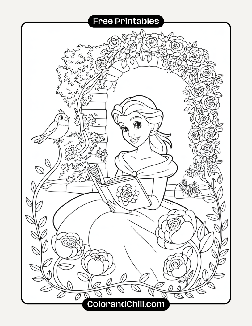 Free Printable Belle Coloring Pages for Kids & Adults