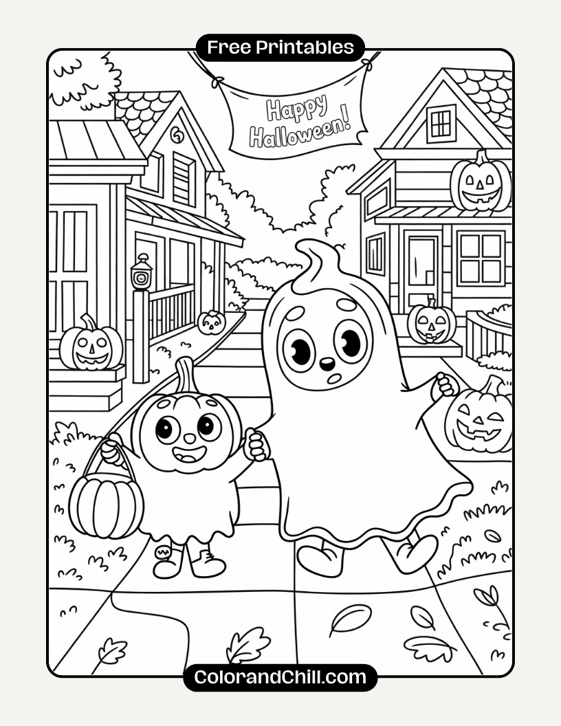 Free Printable Bluey Halloween Coloring Pages for Kids