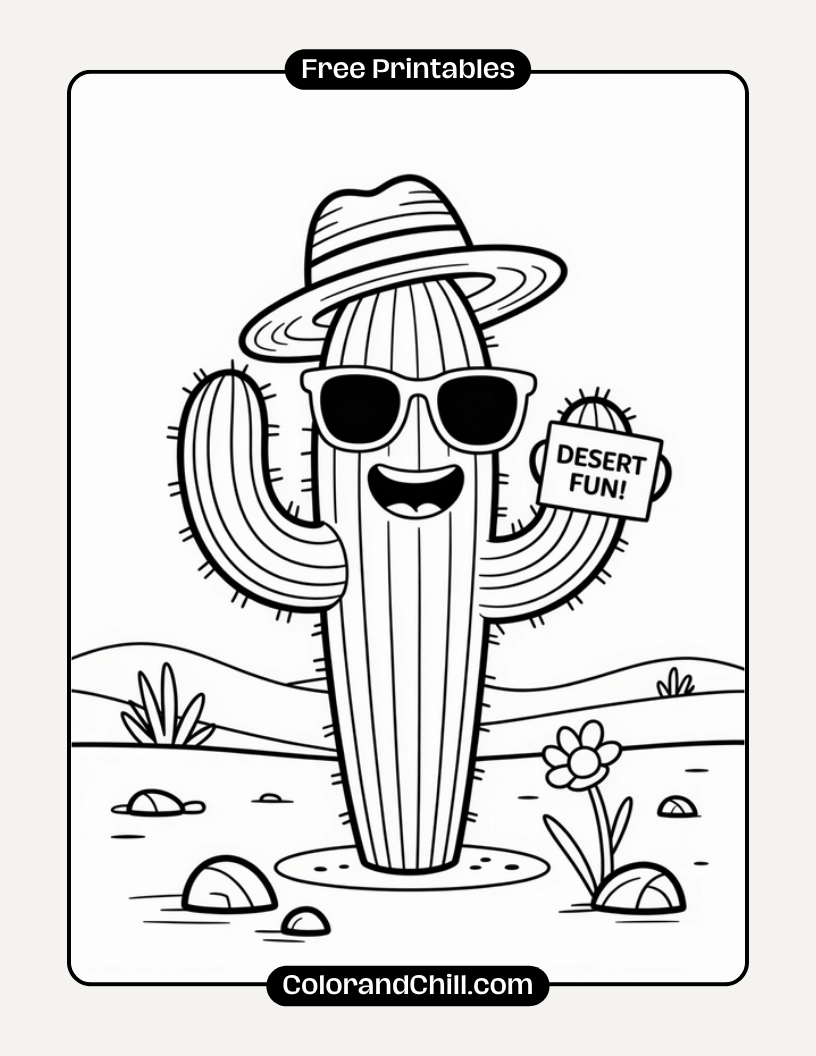 Free Printable Cactus Coloring Pages for Kids & Adults