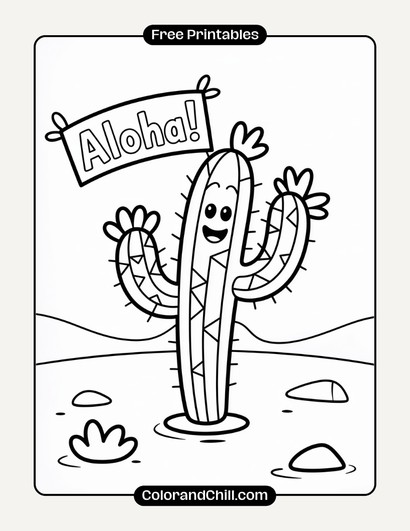 Free Printable Cactus Coloring Pages for Adults & Kids