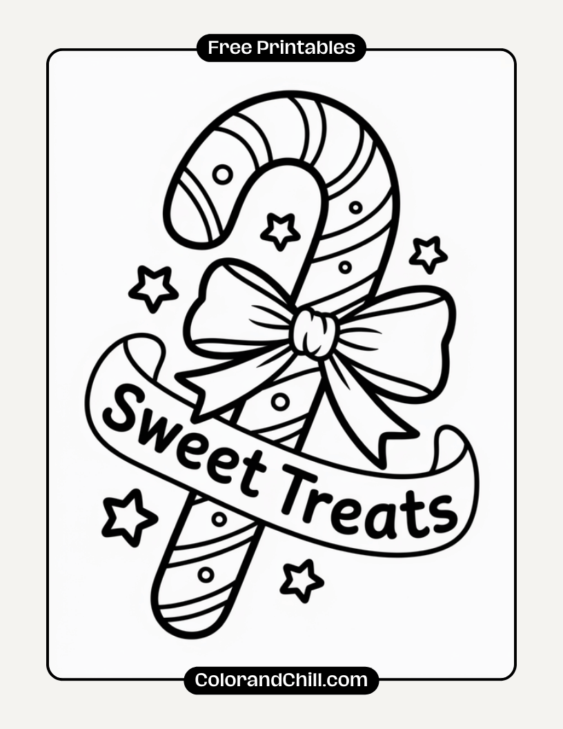 Candy Cane Coloring Page Free Printable Fun for Kids
