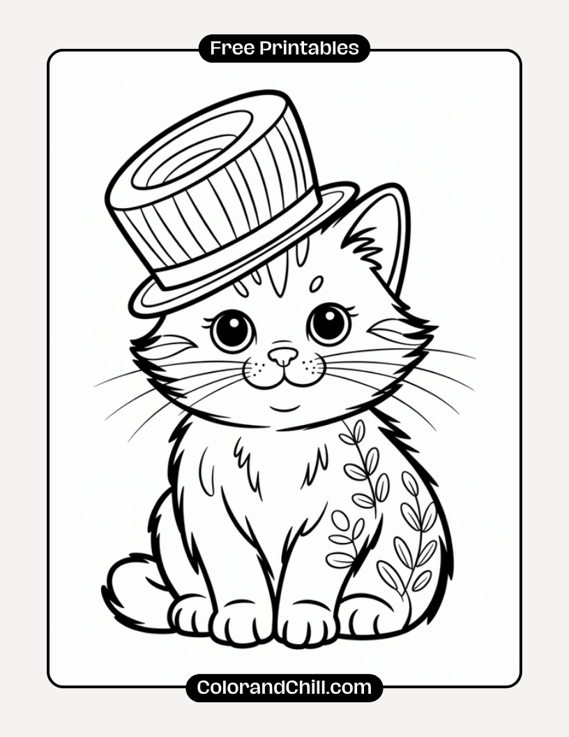Free Cat in the Hat Coloring Page for Kids (Printable)