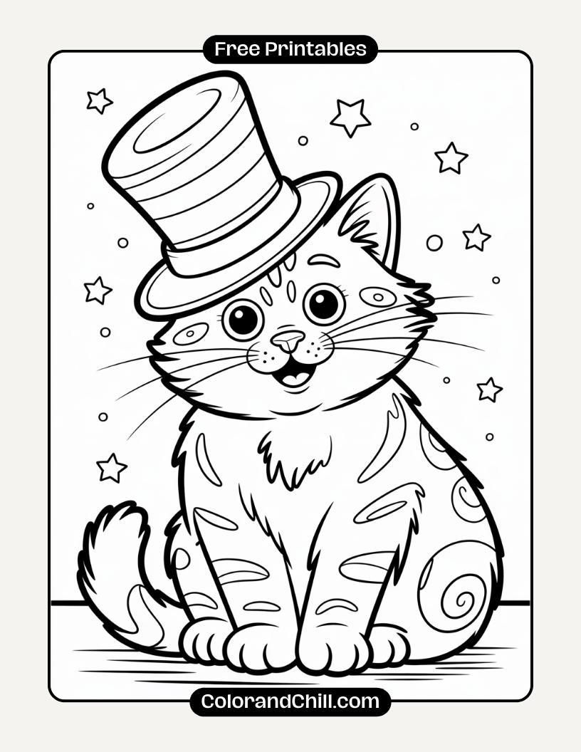 Free Cat in the Hat Coloring Pages for Kids | Print & Color