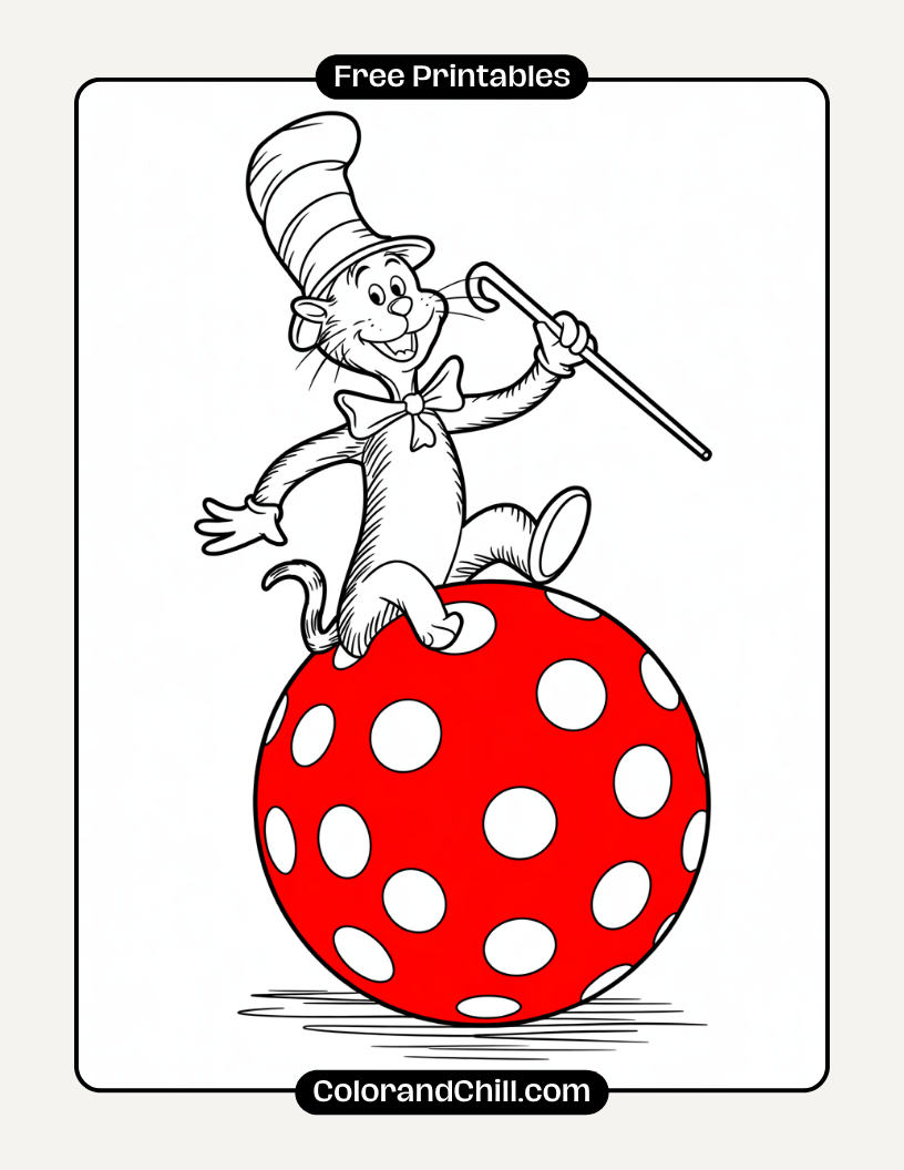 Free Cat in the Hat Coloring Pages for Kids | Print & Color