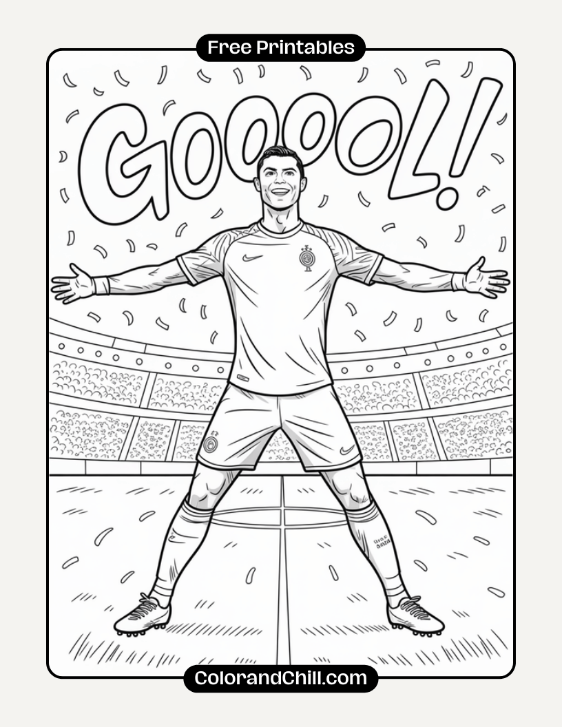 Free Cristiano Ronaldo Coloring Pages for Kids