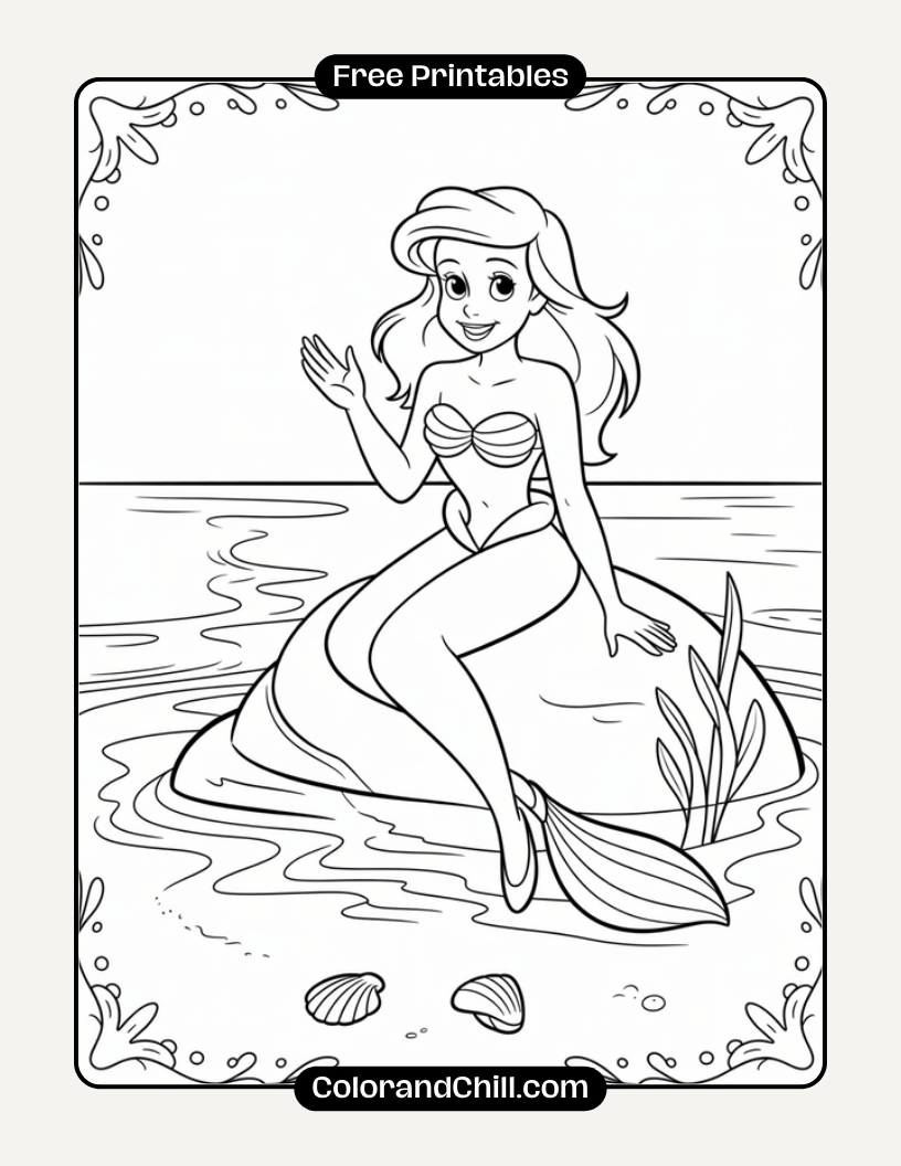 Free Printable Disney Princess Ariel Coloring Pages for Kids