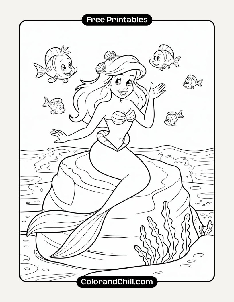 Free Printable Disney Princess Ariel Coloring Pages for Kids