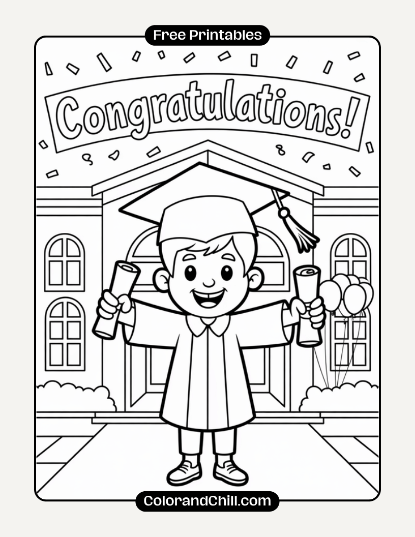 Free Printable Graduation Coloring Pages for Kids Fun & Easy