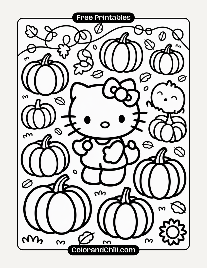 Spooky Hello Kitty Coloring Pages | Free Printable Halloween Fun