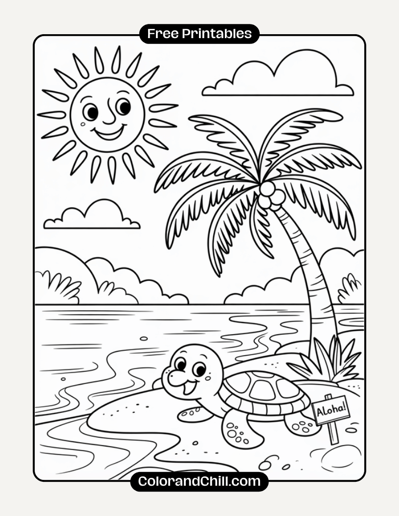 Hawaiian Coloring Pages Free Printable Tropical Fun