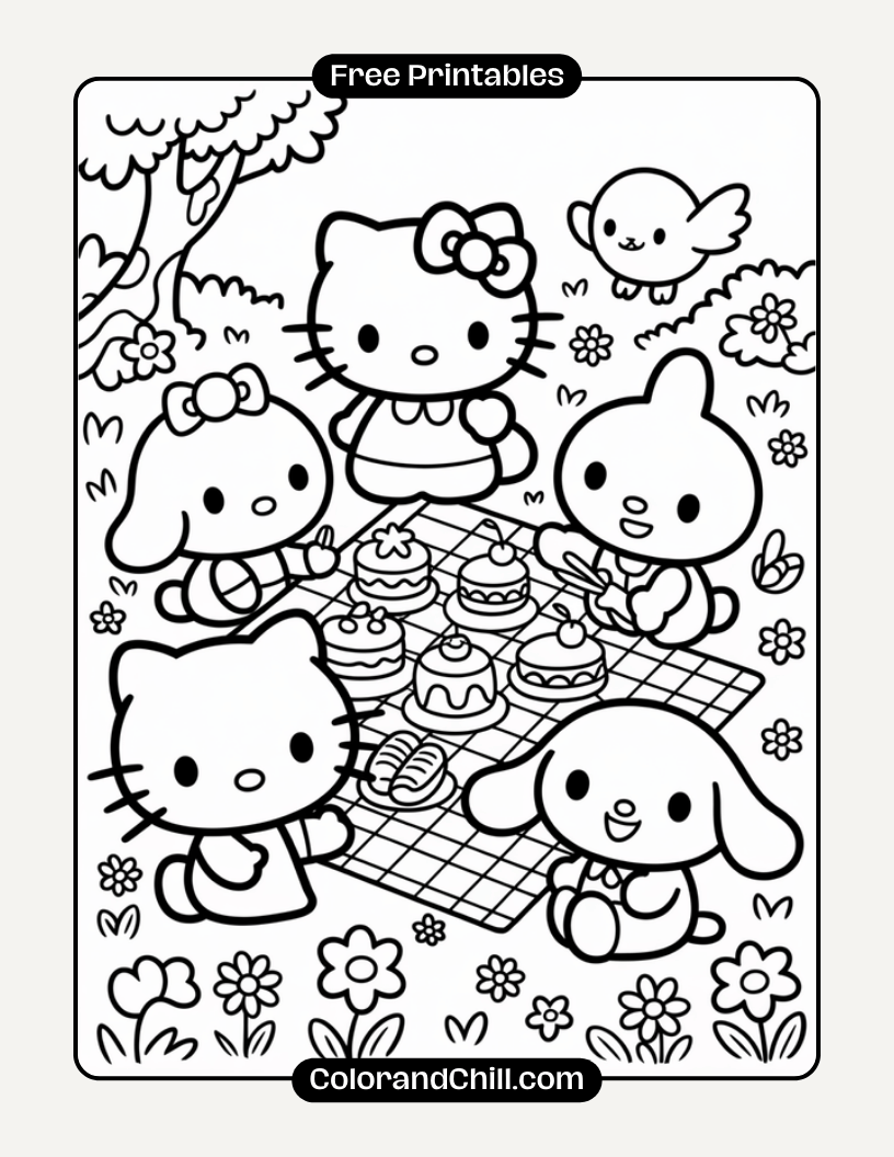 Cute Hello Kitty & Friends Coloring Pages for Kids Free Download