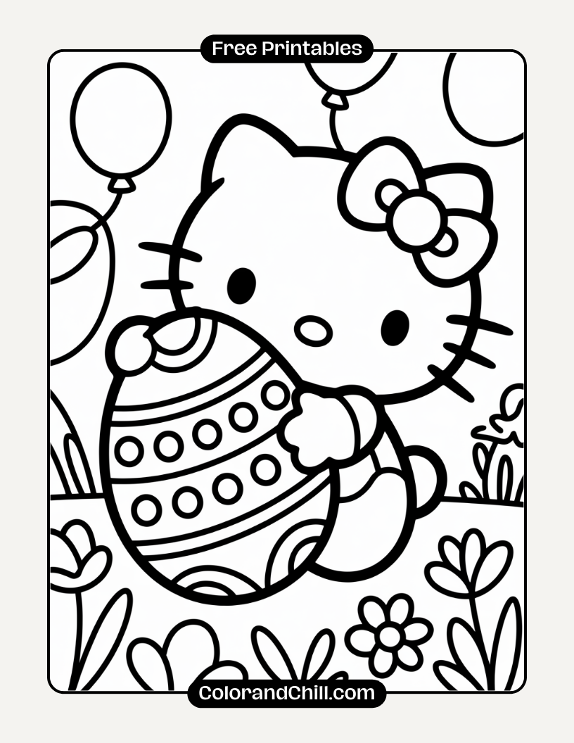 Hello Kitty Easter Coloring Page - Free Printable Fun