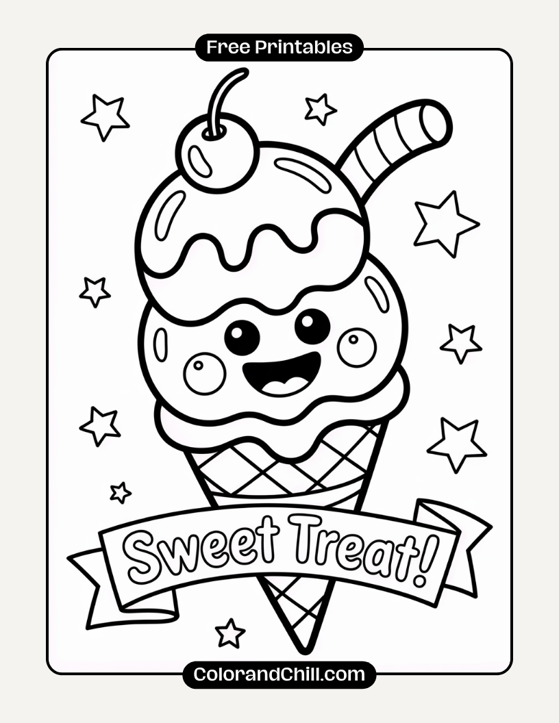 Free Printable Ice Cream Coloring Pages for Kids Fun