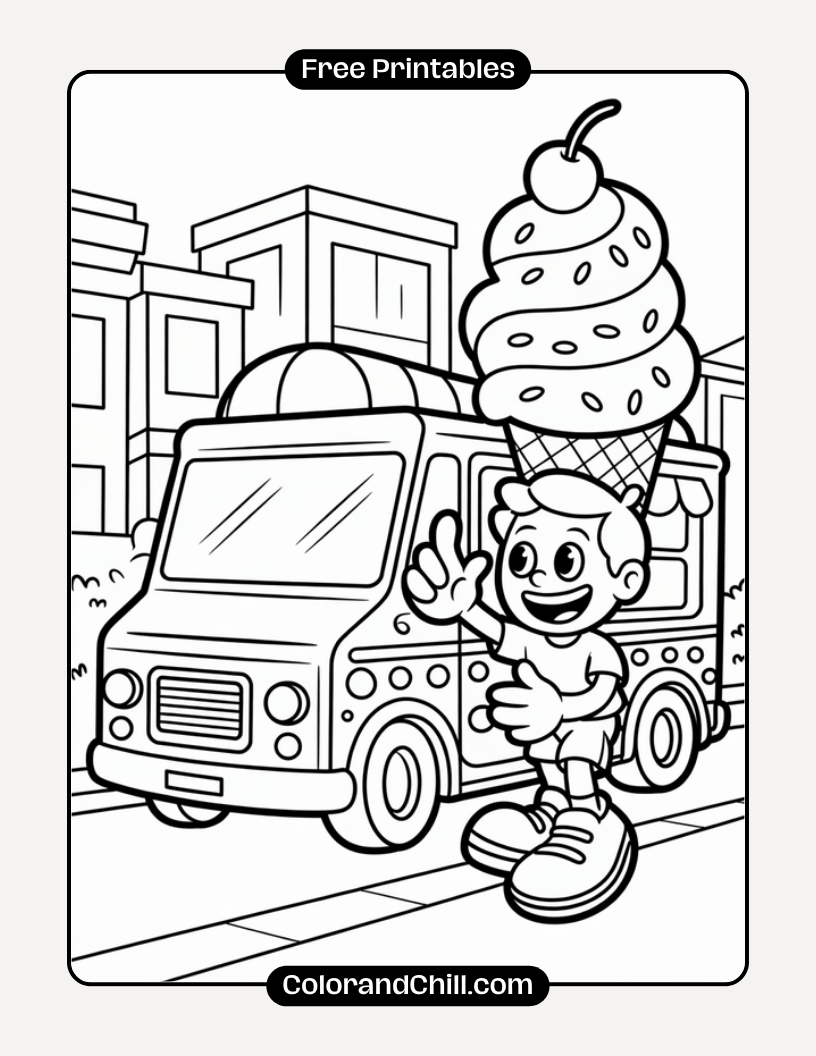 Free Ice Cream Truck Coloring Page for Kids Fun & Printable