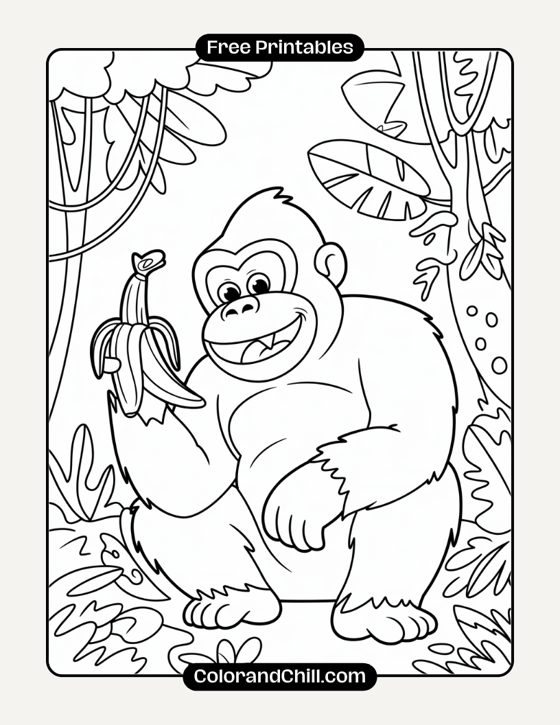 Free King Kong Coloring Page for Kids | Printable & Fun