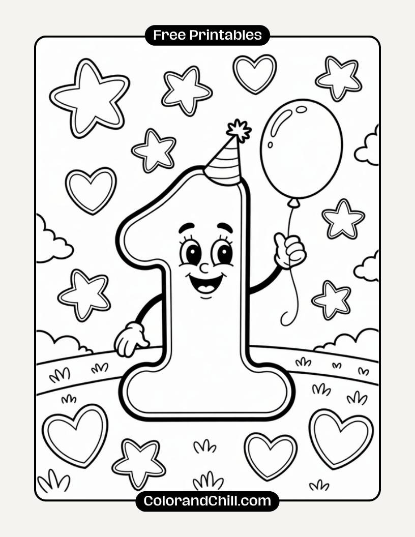 Free Printable Number 1 Coloring Pages for Kids