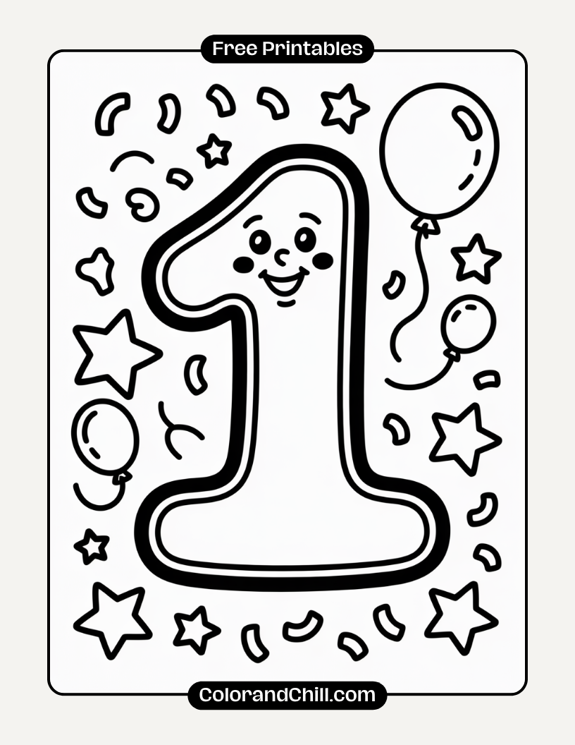 Free Number 1 Coloring Page for Kids | Fun & Educational
