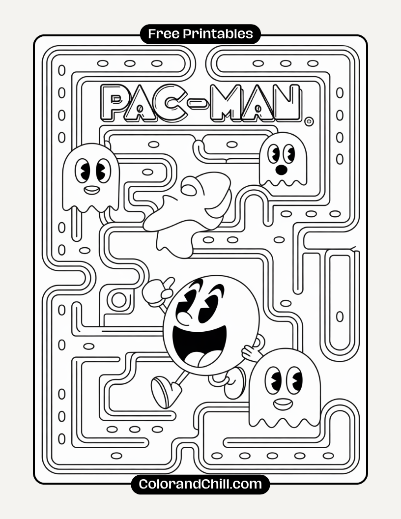 Free Printable Pacman Coloring Pages for Kids & Adults