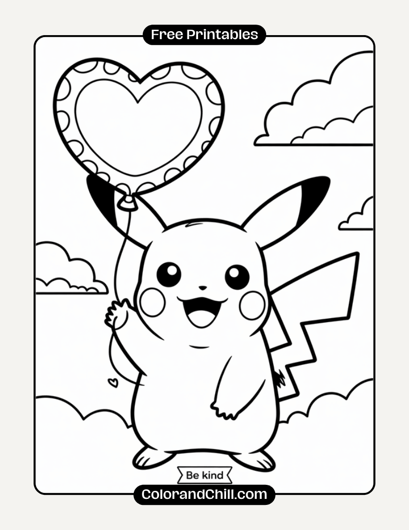 Free Printable Pikachu Coloring Pages for Kids Fun Activity
