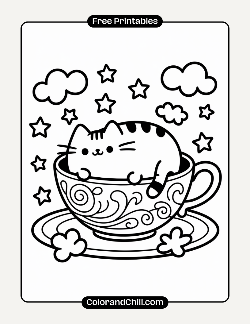 Free Pusheen Coloring Pages | Print & Color Cute Cats