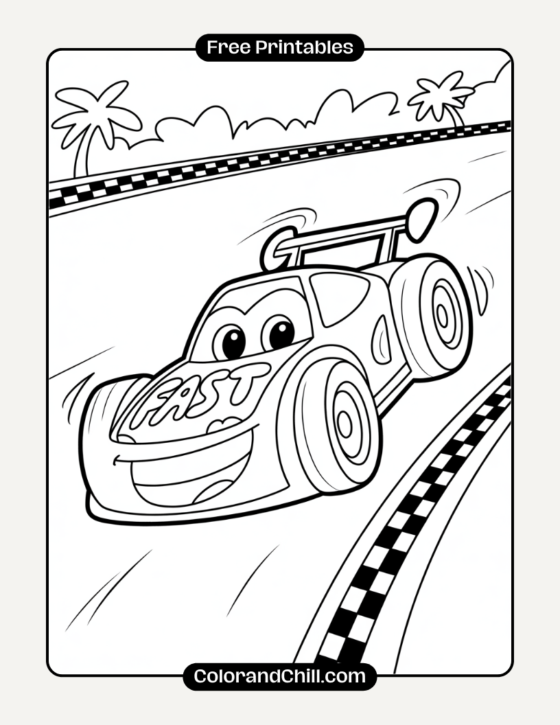 Race Car Coloring Pages For Kids Free Printable Sheets