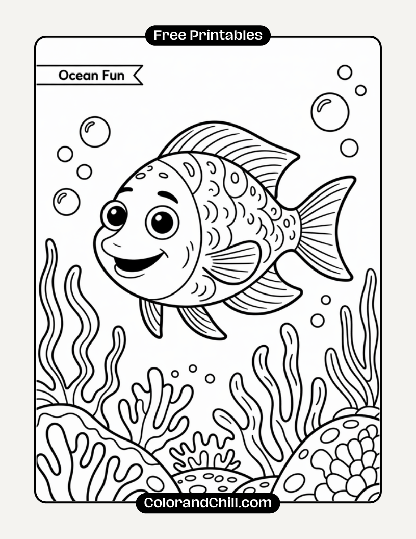 Rainbow Fish Coloring Page Free Printable for Kids