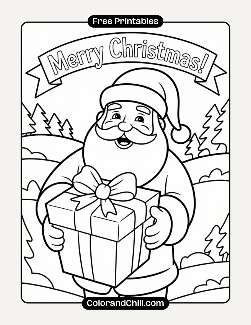 Santa Claus Coloring Page Fun for Kids Free Printable