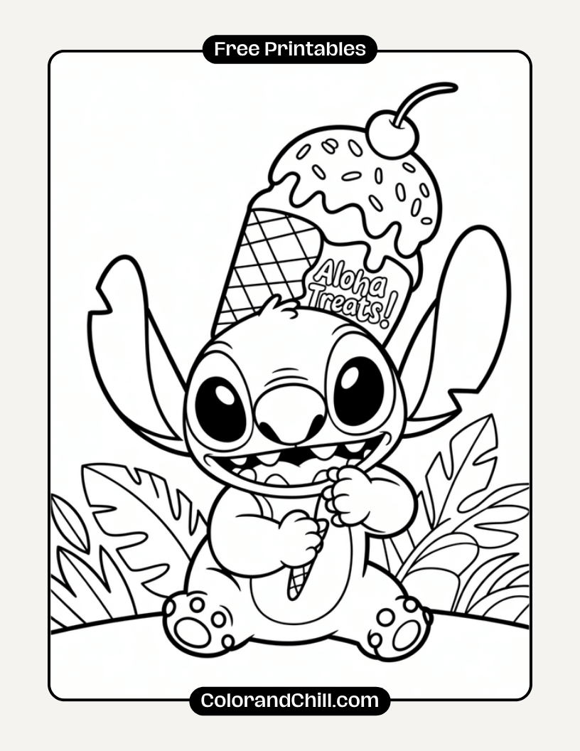 Cute Stitch Coloring Pages for Kids Free Printable Fun